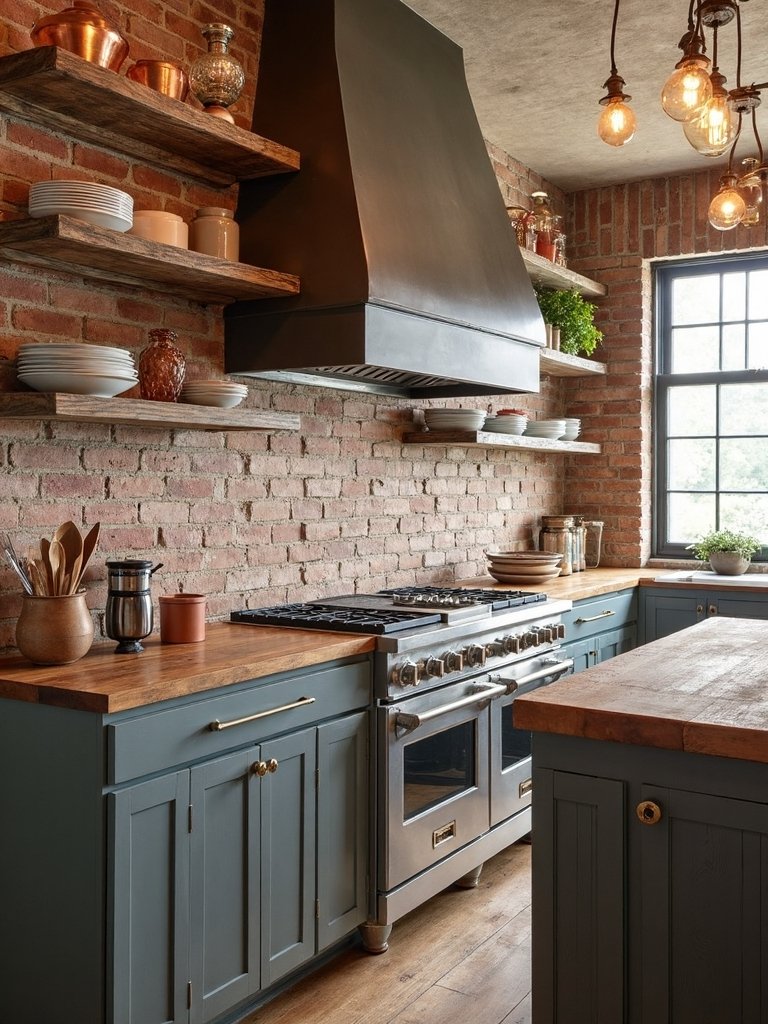 authentic earthy repurposed character filled kitchen