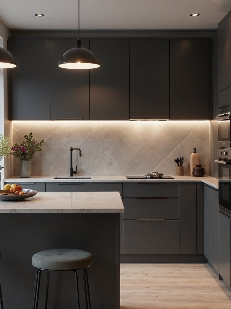 backlit wall installations depth ambiance modern kitchen