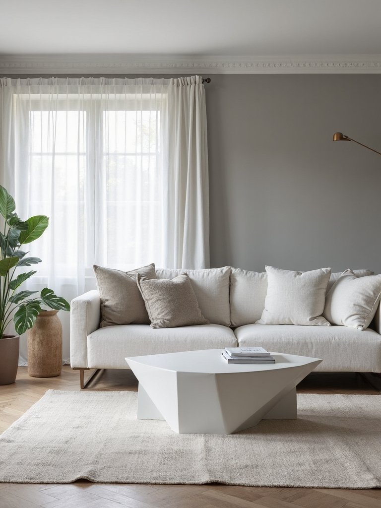 balanced minimalist grey white design