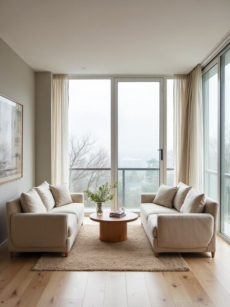 balanced symmetrical minimalist furniture placement