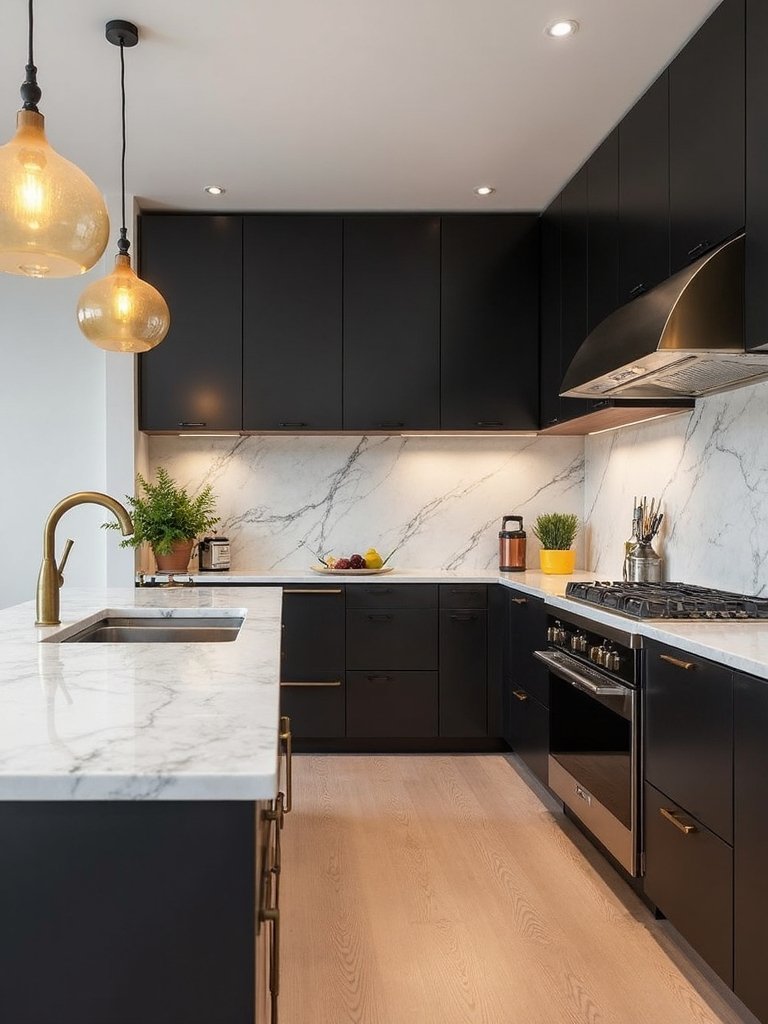 blended material kitchen aesthetic