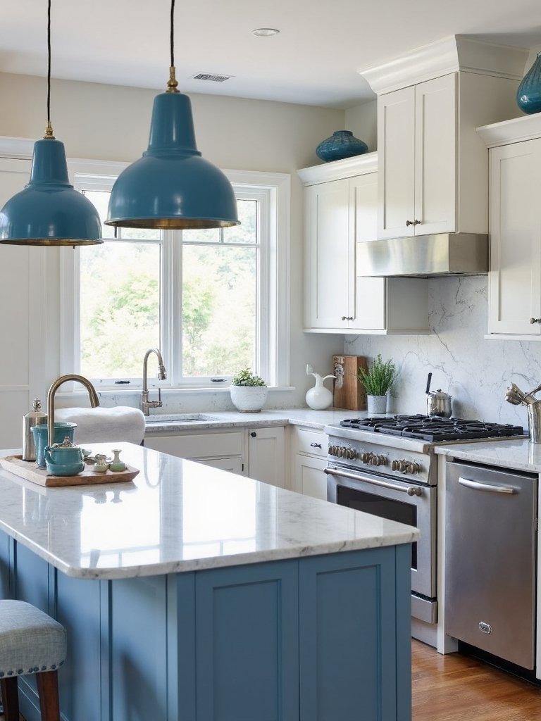 bold metallic cerulean kitchen fixtures