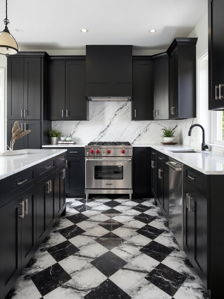bold monochrome geometric flooring