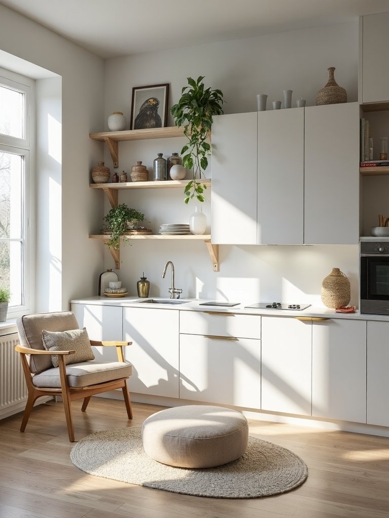 clutter free minimalist living room organization