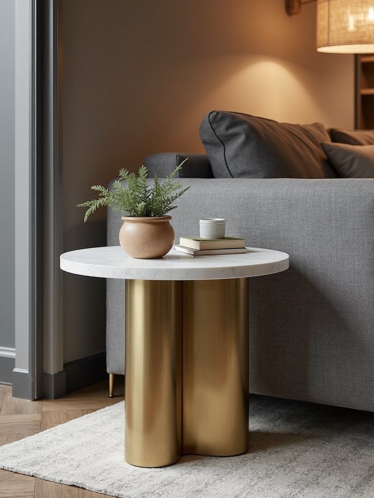 contrasting modern mixed material side tables