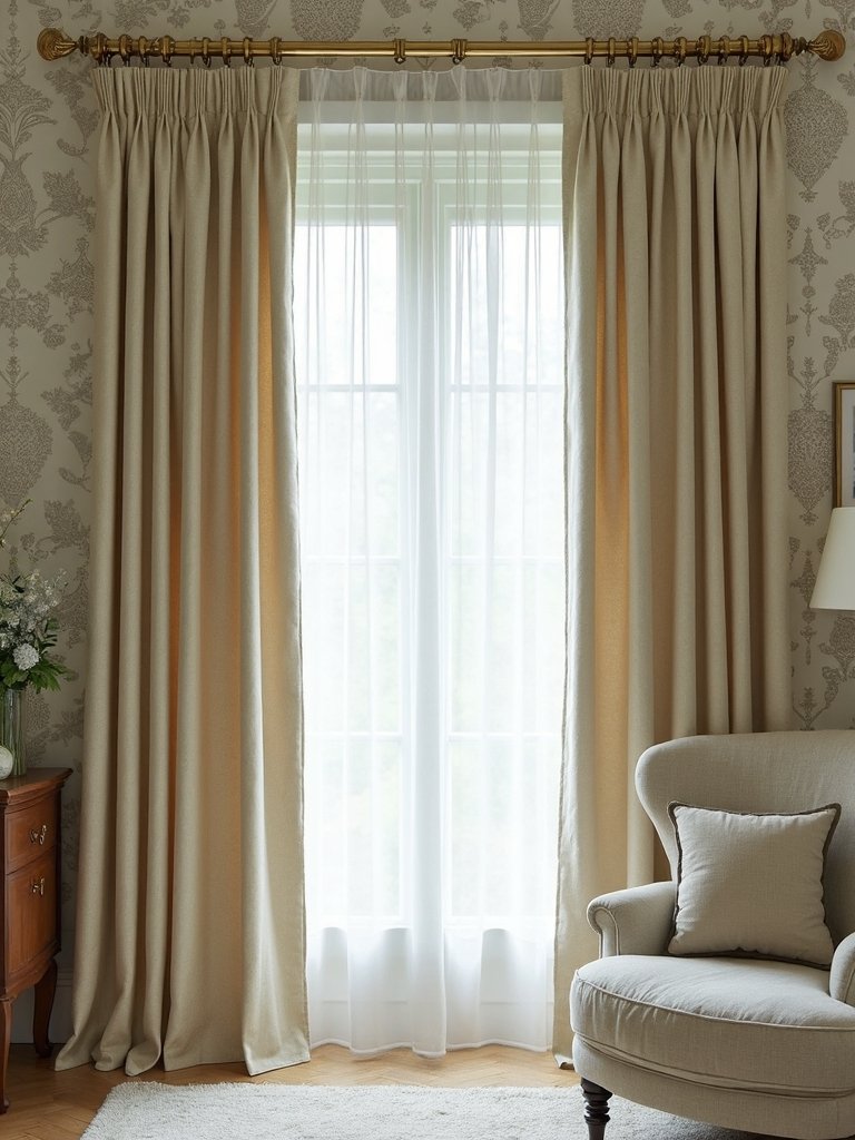coordinated curtains complement patterned walls