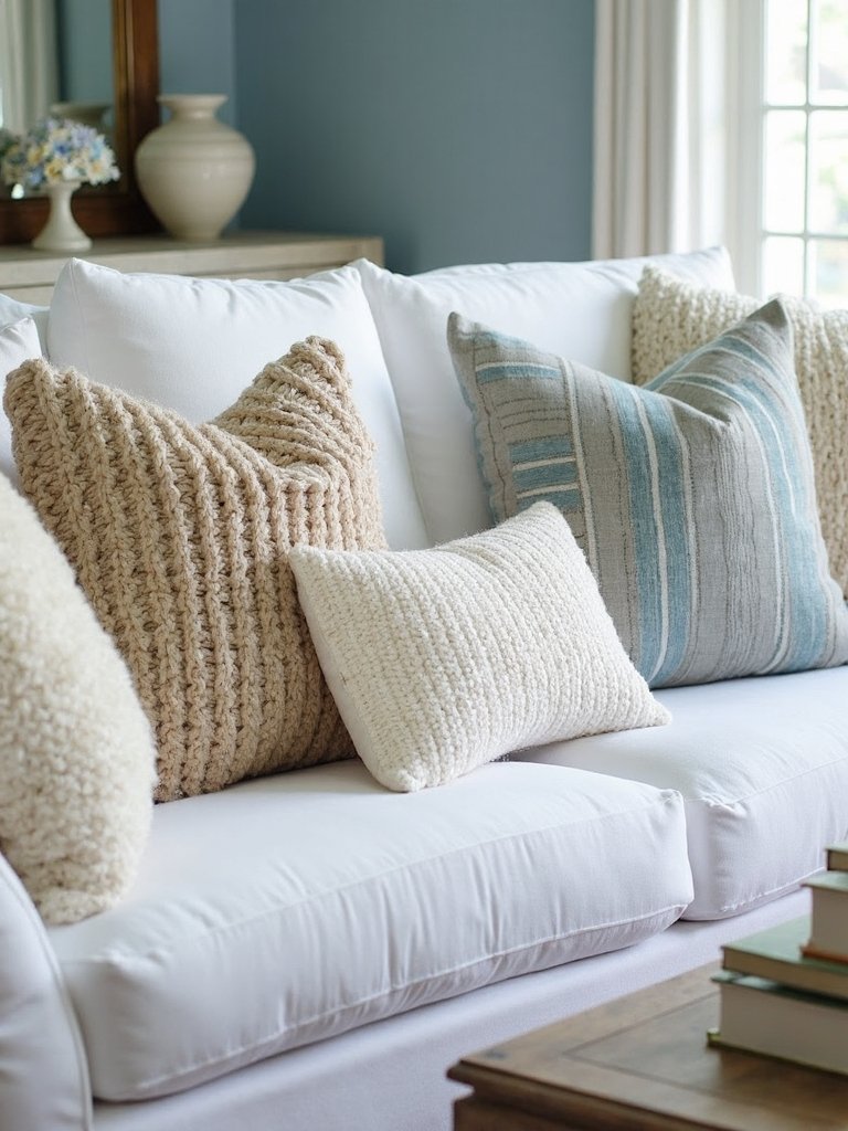 curated coastal textured throw pillows