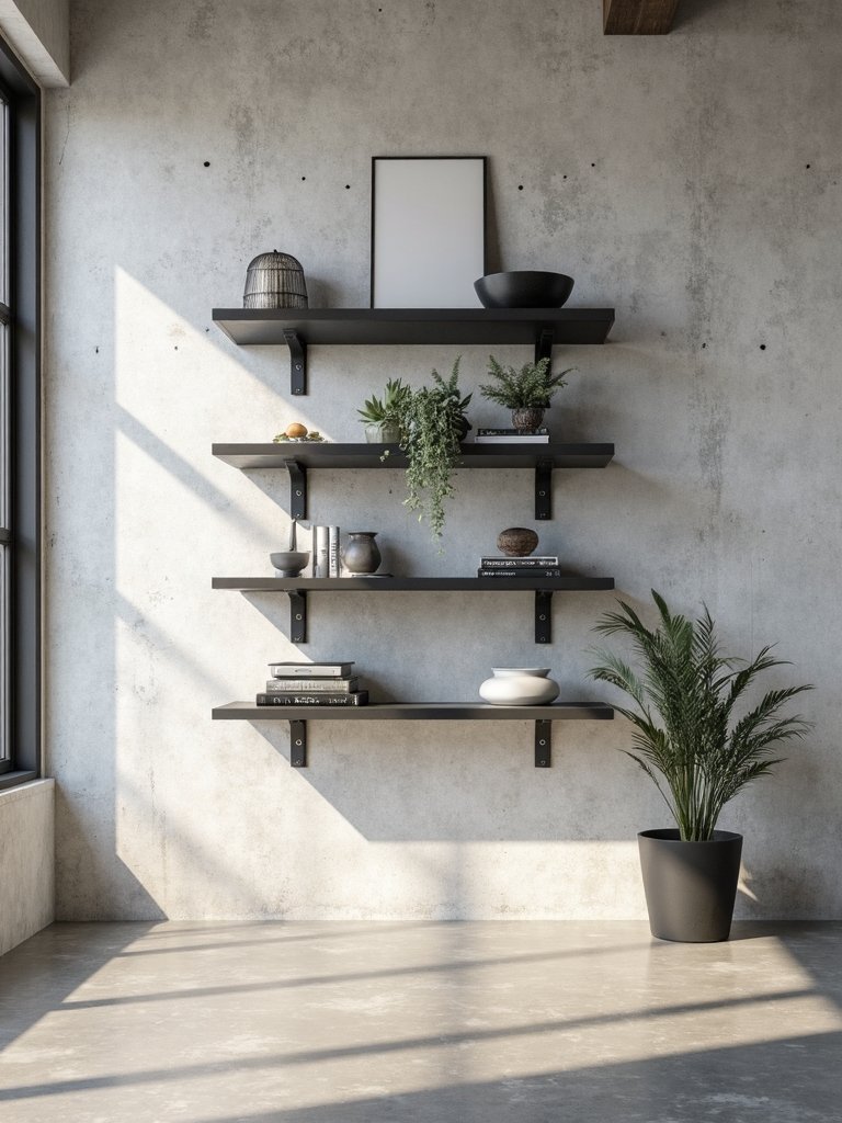 customizable minimalist industrial floating metal shelves