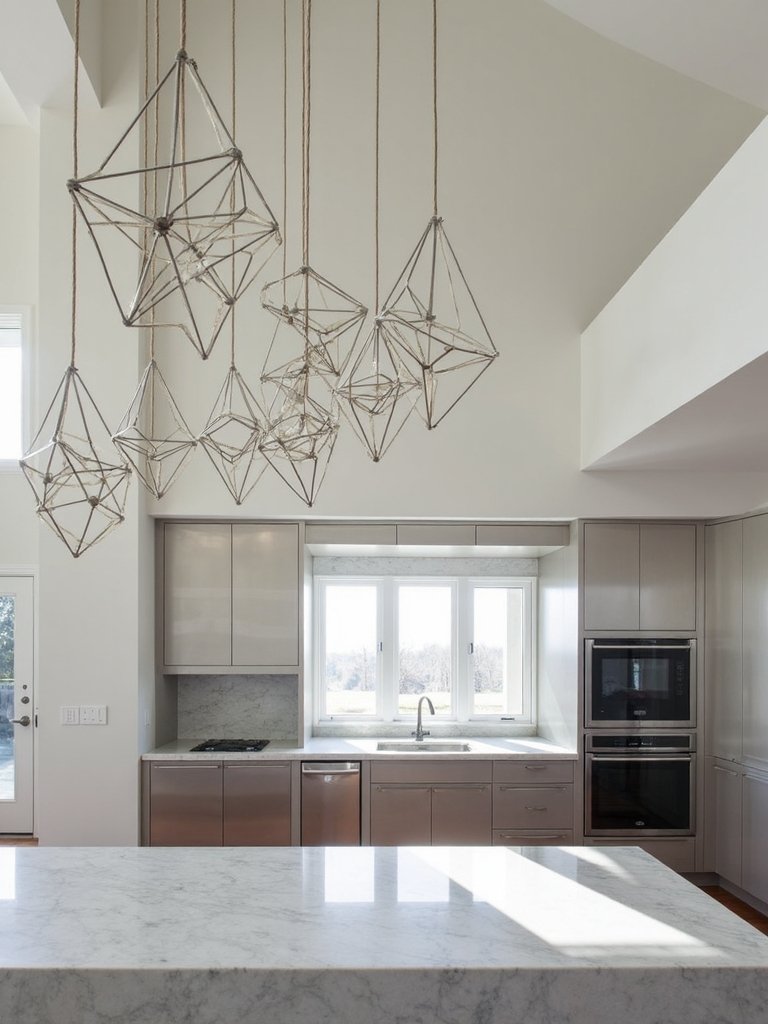 cutting edge geometric ceiling sculptural installations