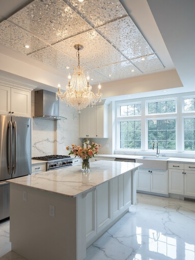 dazzling crystal studded ceiling treatments