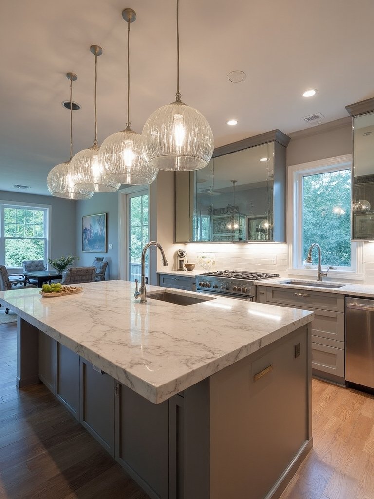 dazzling glass and chrome centerpiece