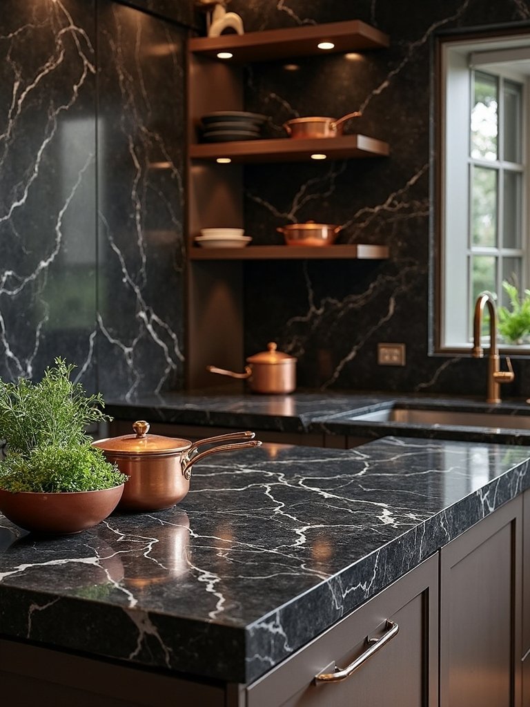 dramatic bold high contrast timeless stone countertops