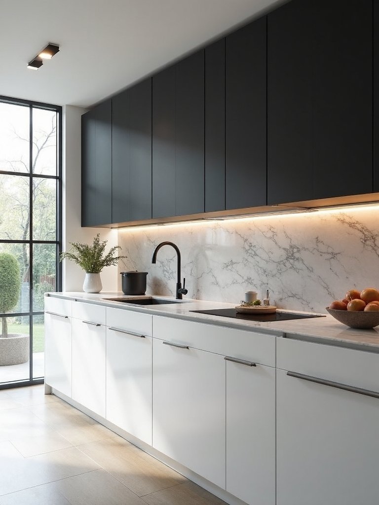 dramatic bold timeless contrasting kitchen cabinets