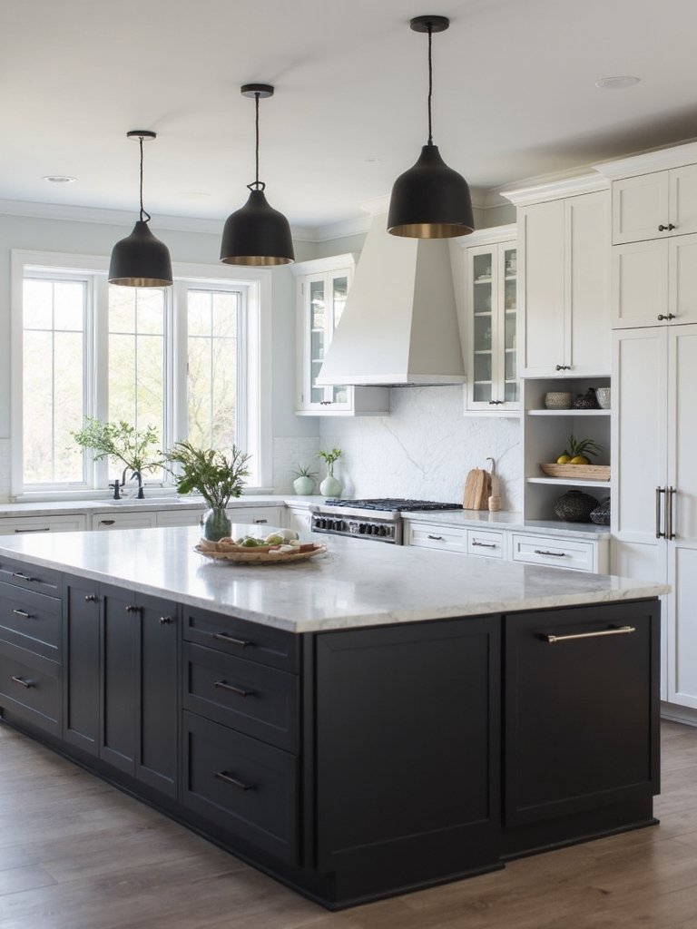 dramatic contrasting kitchen island designs