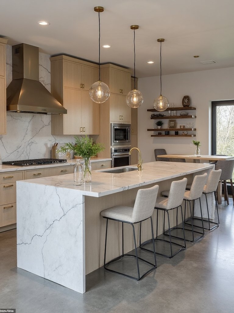 dramatic functional sophisticated cantilevered kitchen