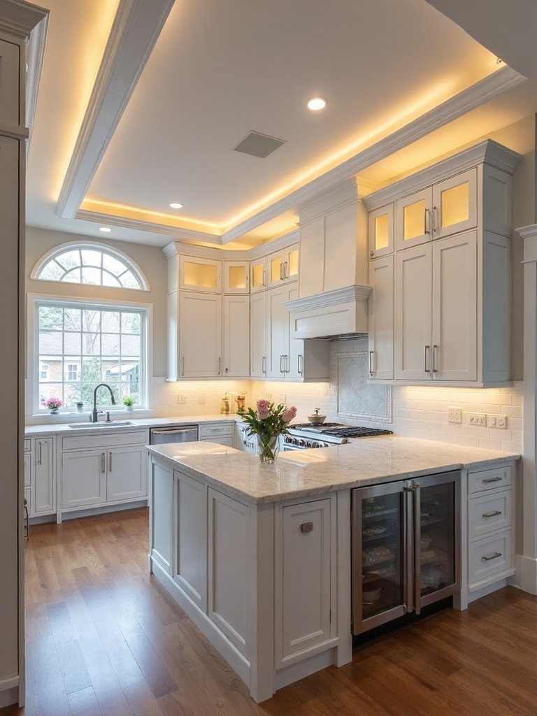 elegant coffers with ambient lighting