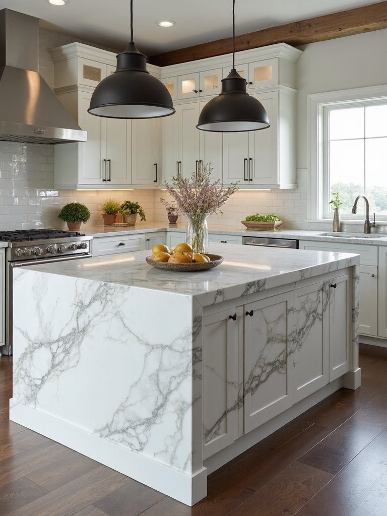 elegant dramatic marble centerpiece