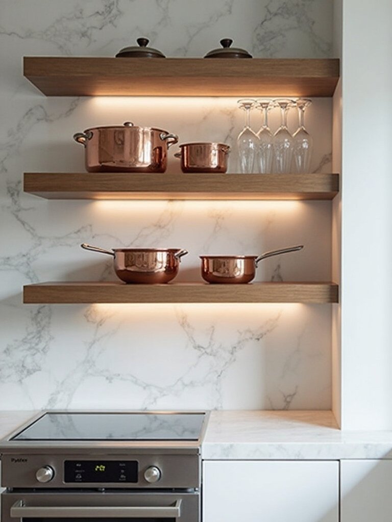 elegant functional illuminating kitchen storage