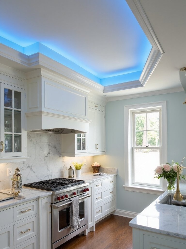 elegant layered ceiling with ambient lighting