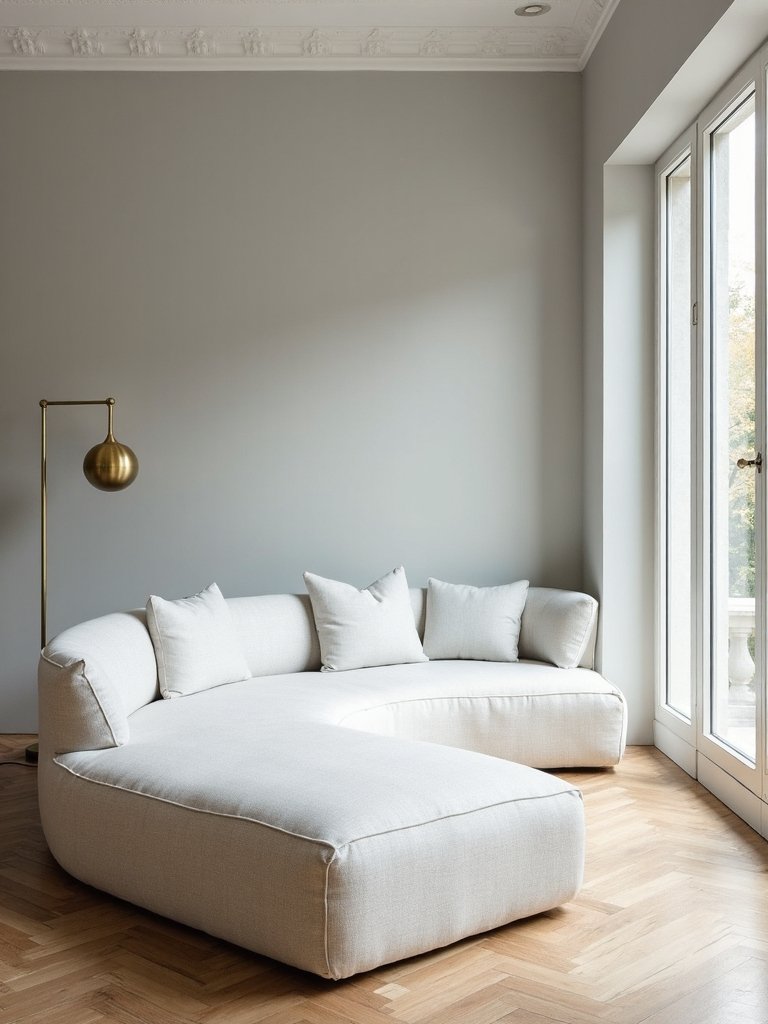 elegant minimalist curved white seating