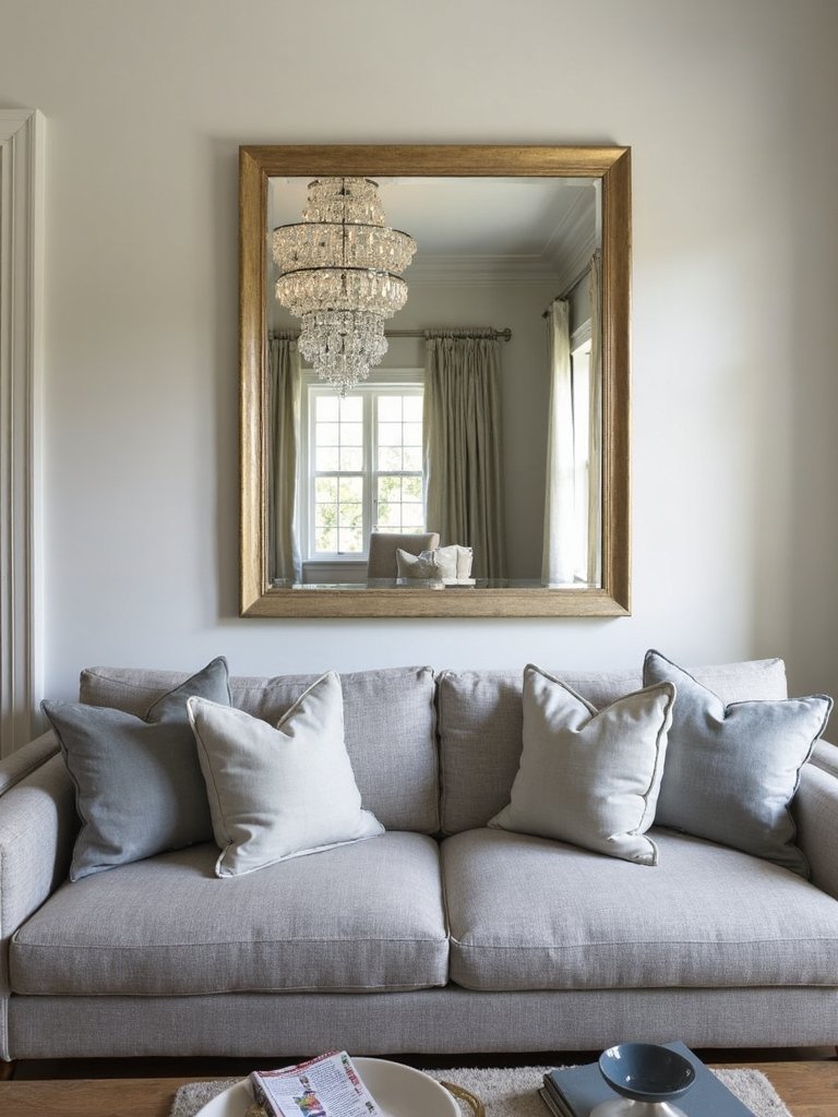 enhancing living room ambiance with mirrors