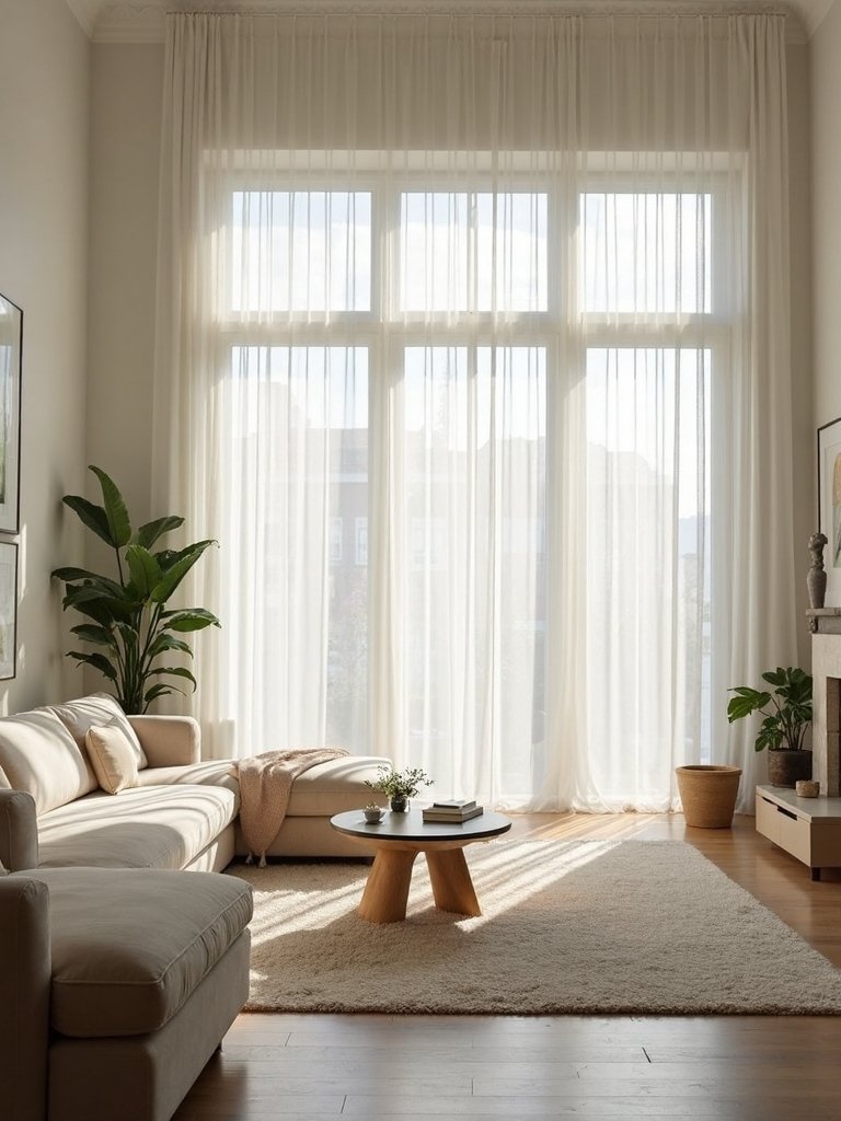 expanded visual height via curtain panels