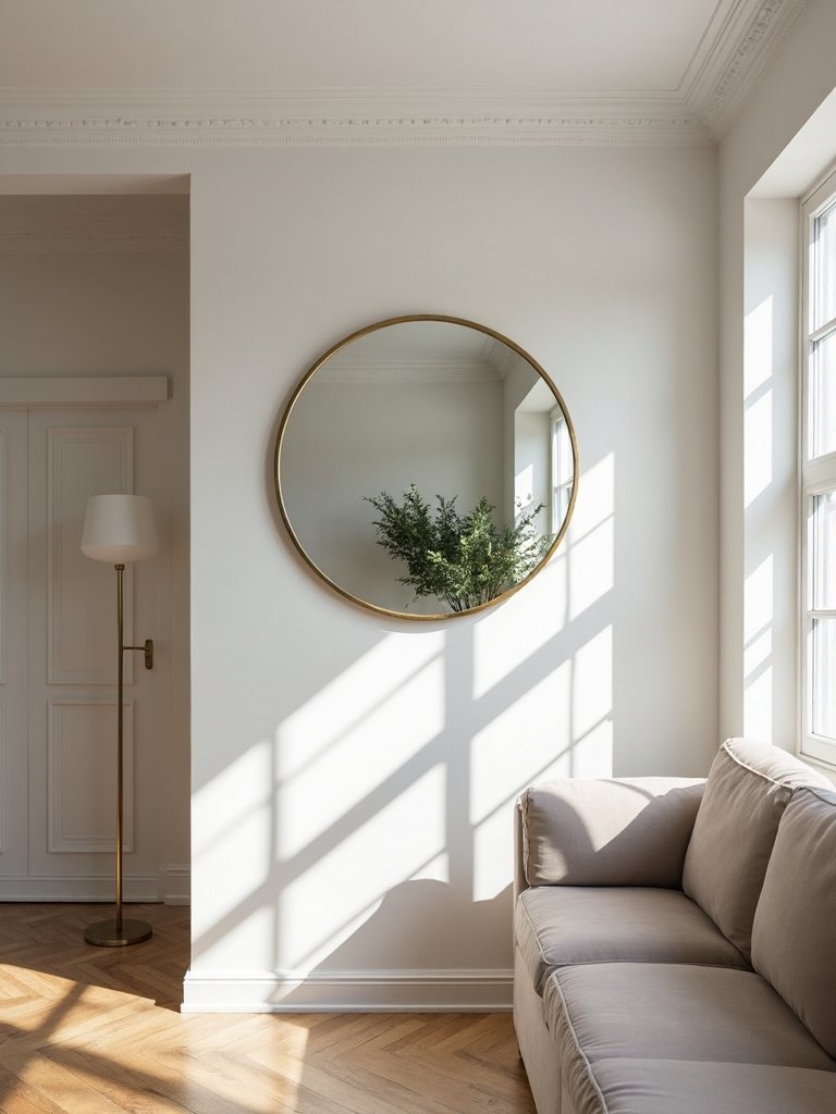 expansive light filled focal statement mirror