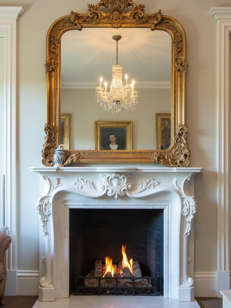 fireplace mantel mirror focal point