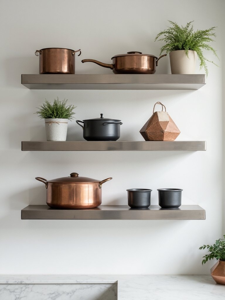 floating metal kitchen storage solutions