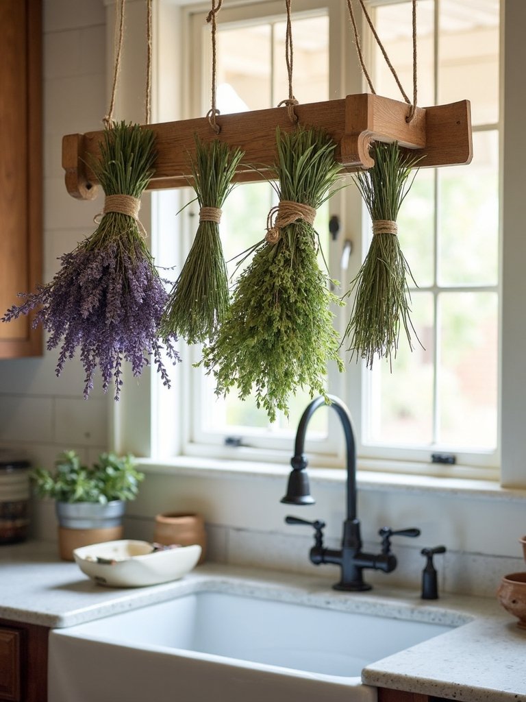 fragrant hanging dried herb displays