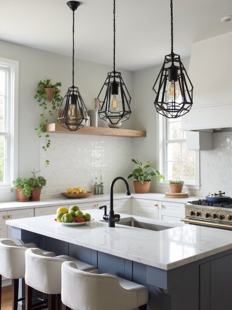 geometric pendant lighting kitchen illumination
