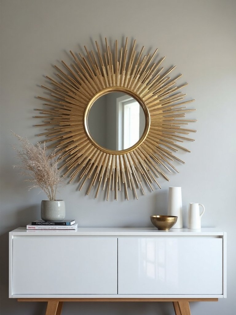 glamorous mid century modern sunburst mirror decor