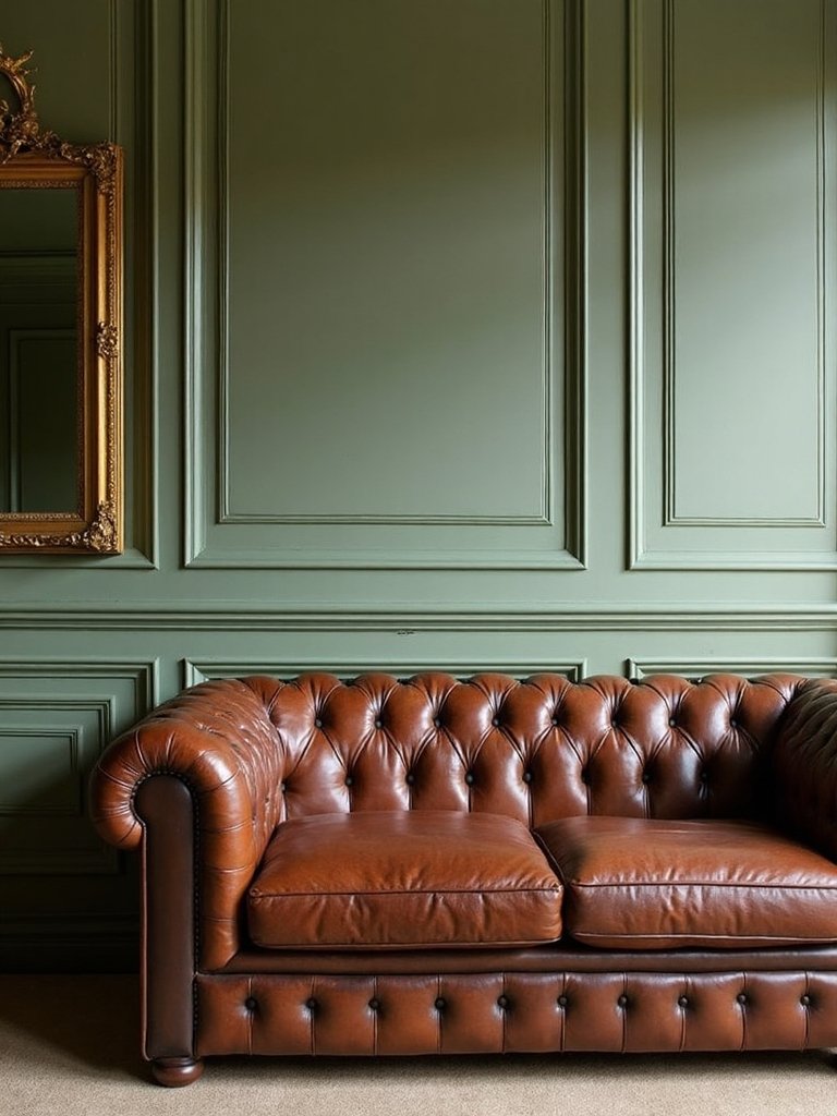 harmonious wall colors enhance leather sofa