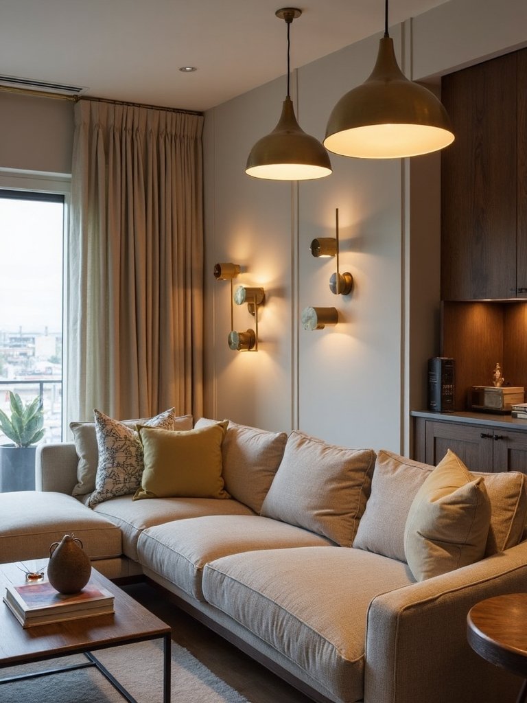 layered mixed metal lighting design