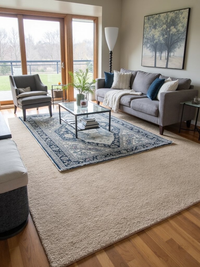 layered rugs create depth texture