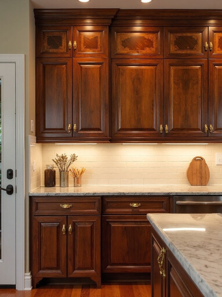 luxurious handcrafted wood cabinetry inlays