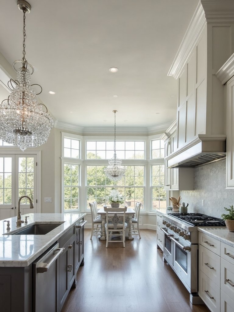 majestic culinary sanctuary with crystal chandeliers