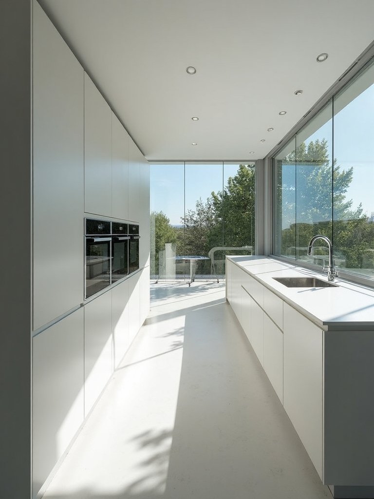 minimalist airy contemporary functional kitchen windows