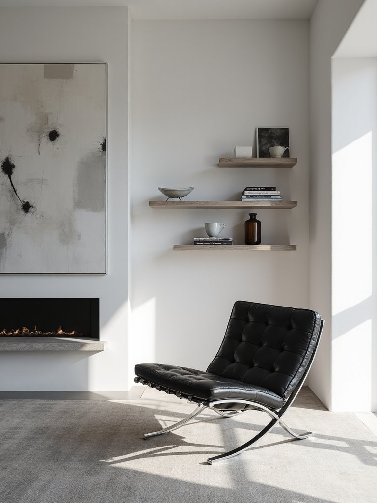 minimalist art gallery living room