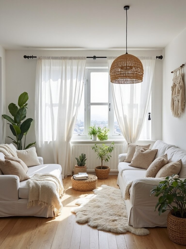 minimalist bohemian living room design