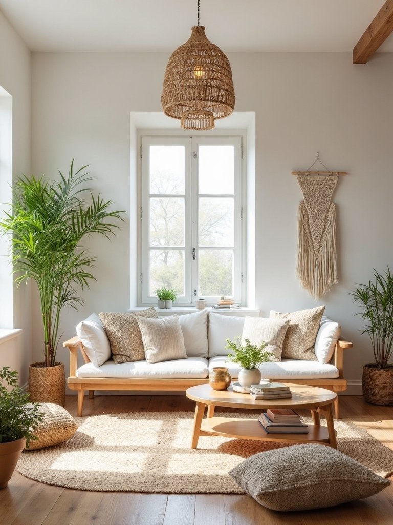 minimalist bohemian zen inspired living space