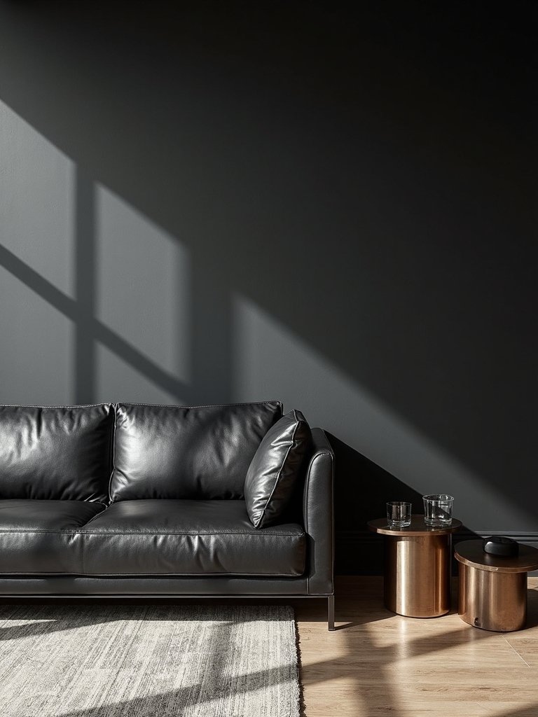 minimalist chic black leather elements