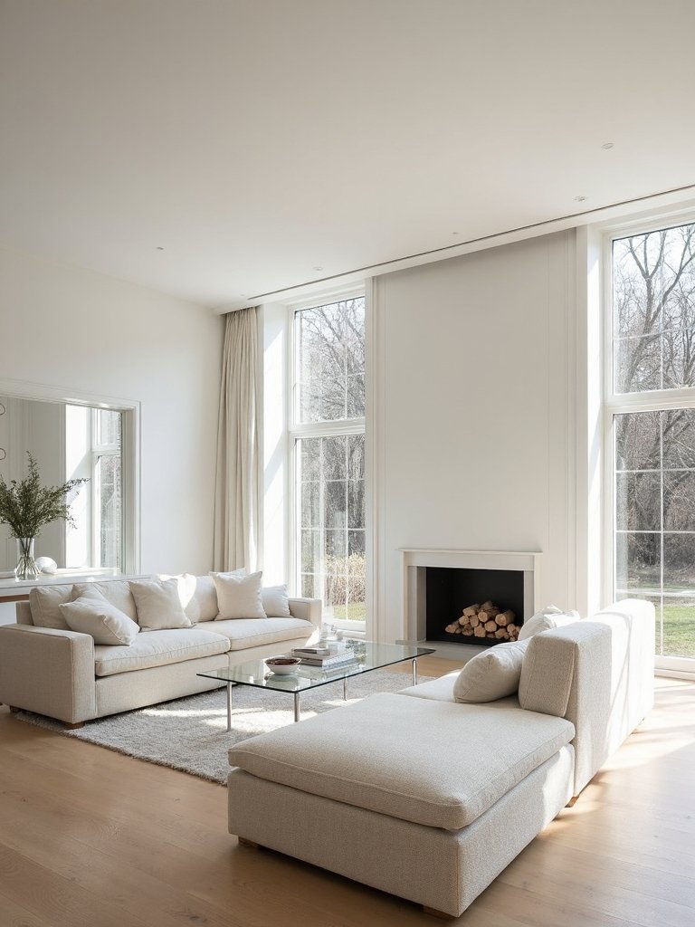 minimalist comfortable customizable white living