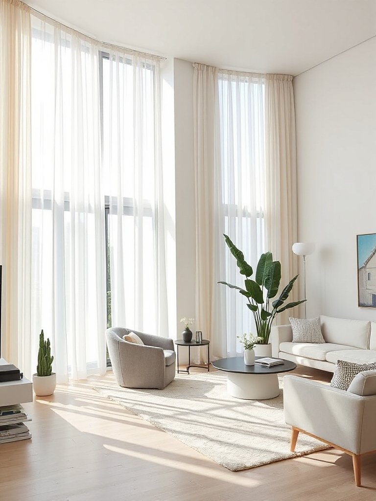 minimalist curtains enhance living room