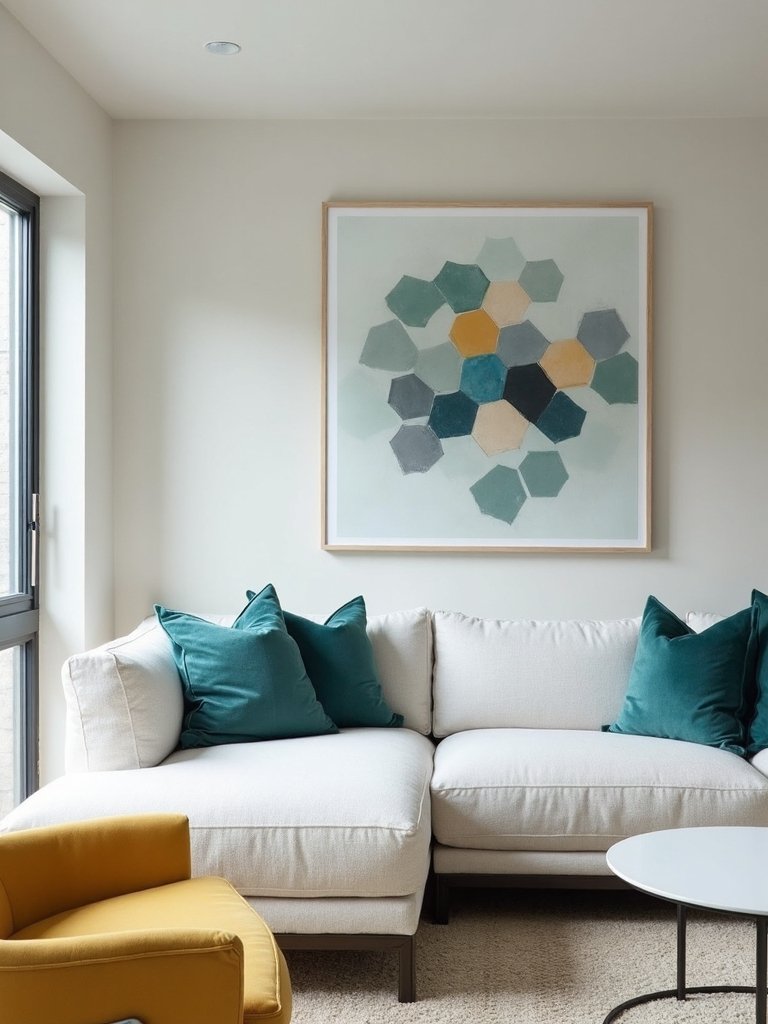 minimalist geometric color block living rooms