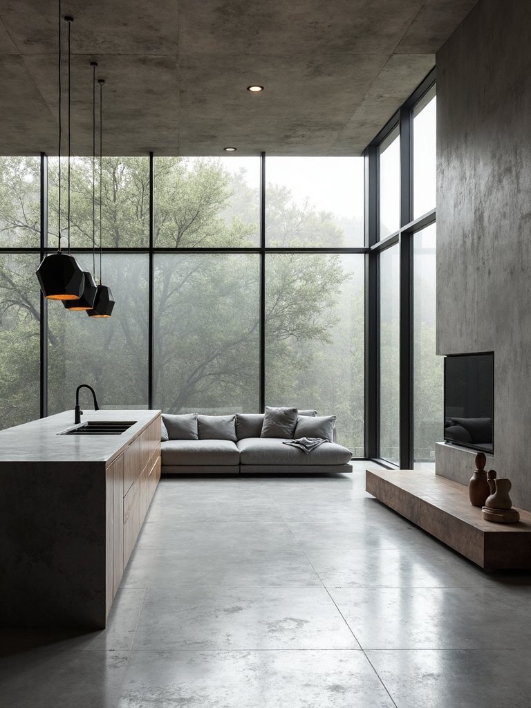 minimalist industrial living room design