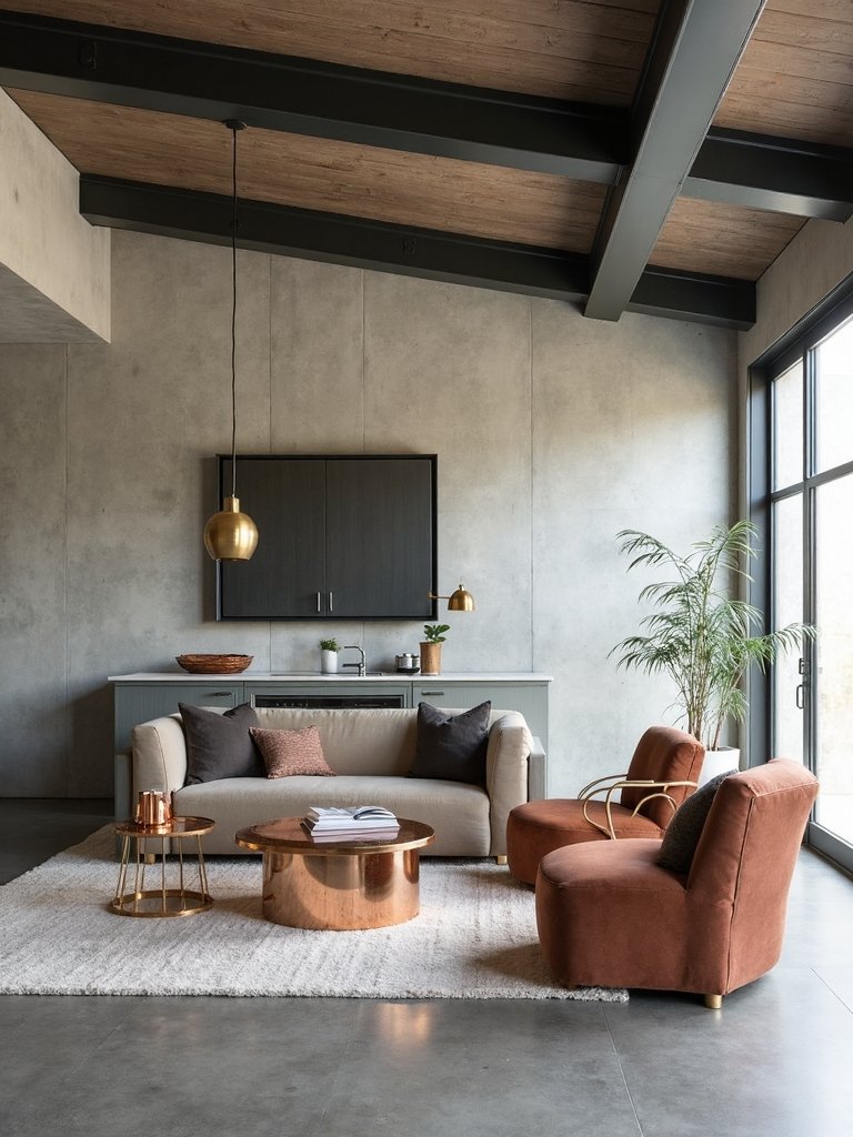 minimalist industrial mixed metal finishes