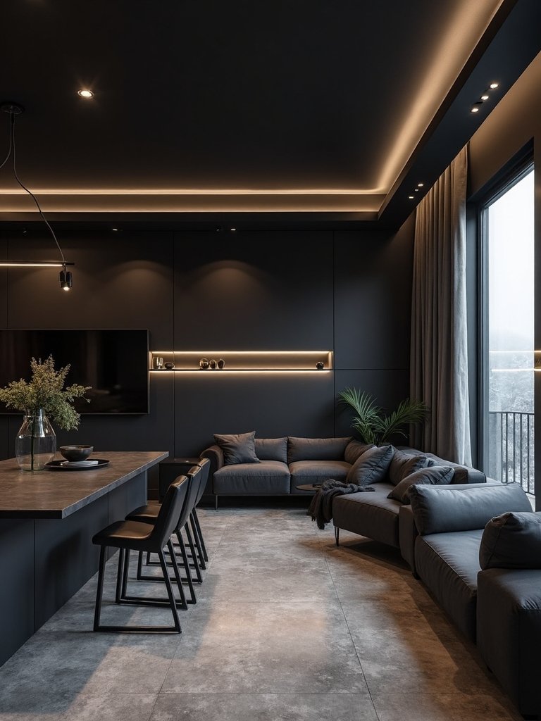 minimalist linear lighting contrast