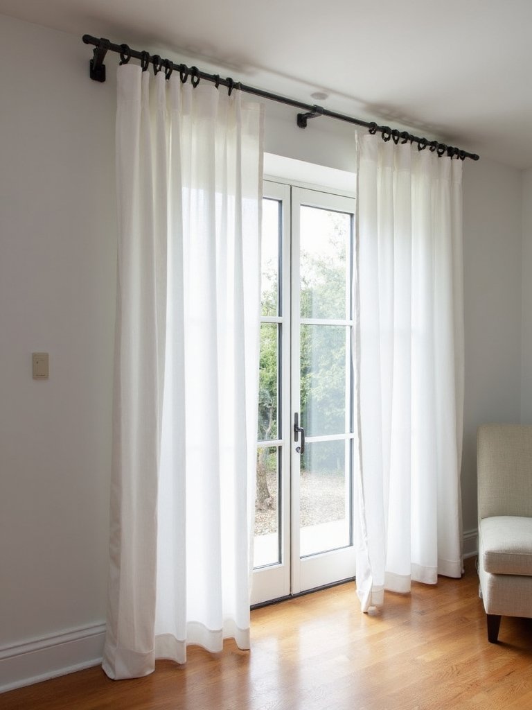 minimalist linen panels with hidden hardware