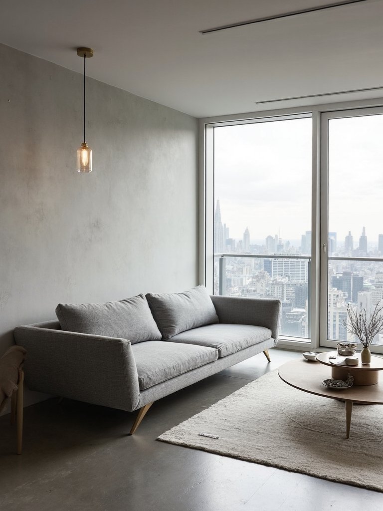 minimalist living room with panoramic views